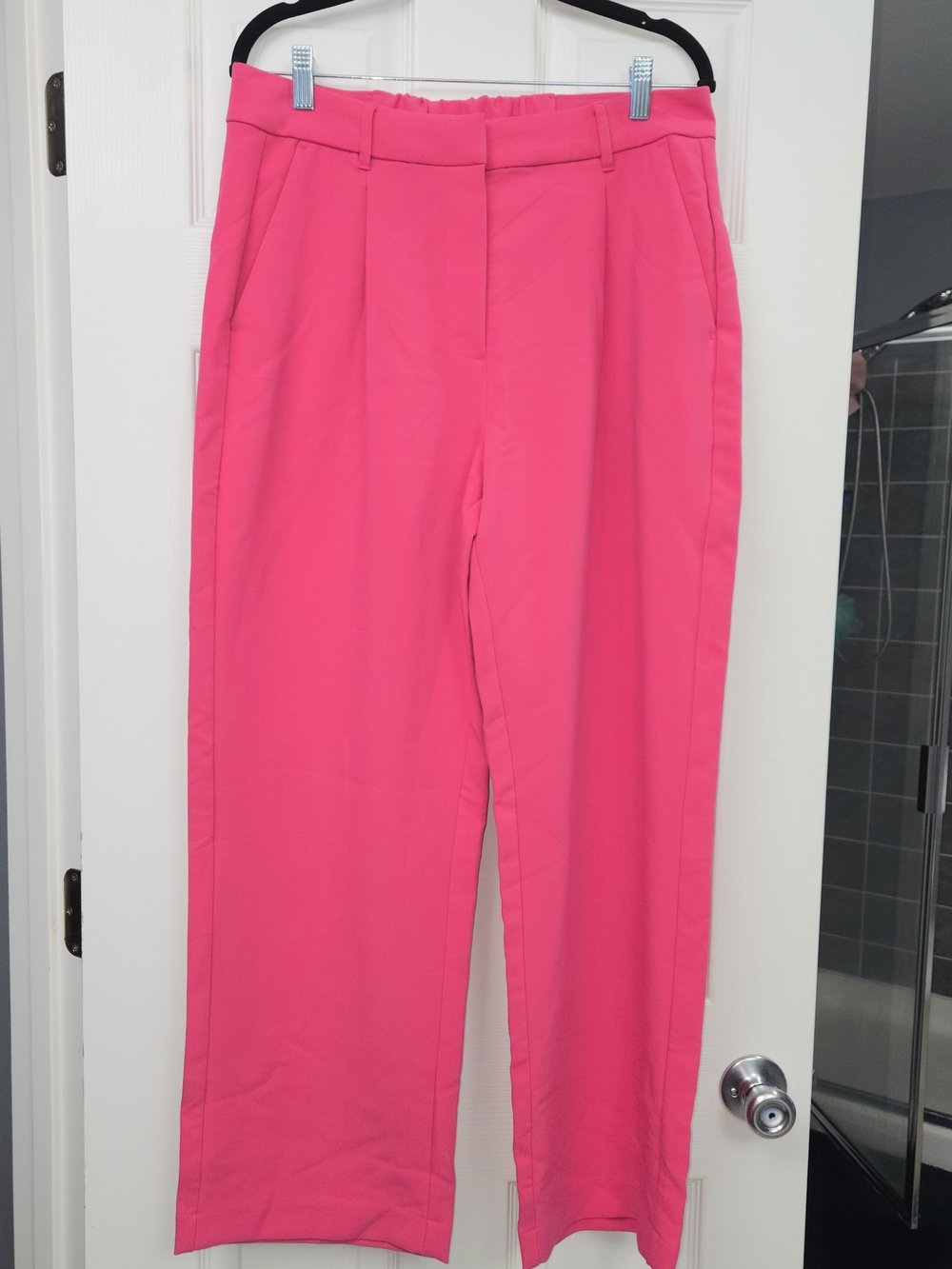 Old Navy Barbiecore Hot Pink Wide Leg Dress Pants Size Large Petite Stretch